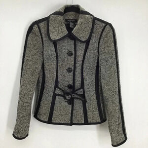 Etcetera Women’s Tweed Wool Blend Belted Blazer Jacket Size 2